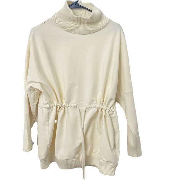Varley Adelaine Pullover Ivory Sweatshirt Women's Small Oversized Cinched Waist - Picture 1 of 12